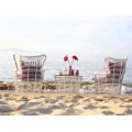 All weather outdoor rattan table and chair furniture wicker dining set for beach